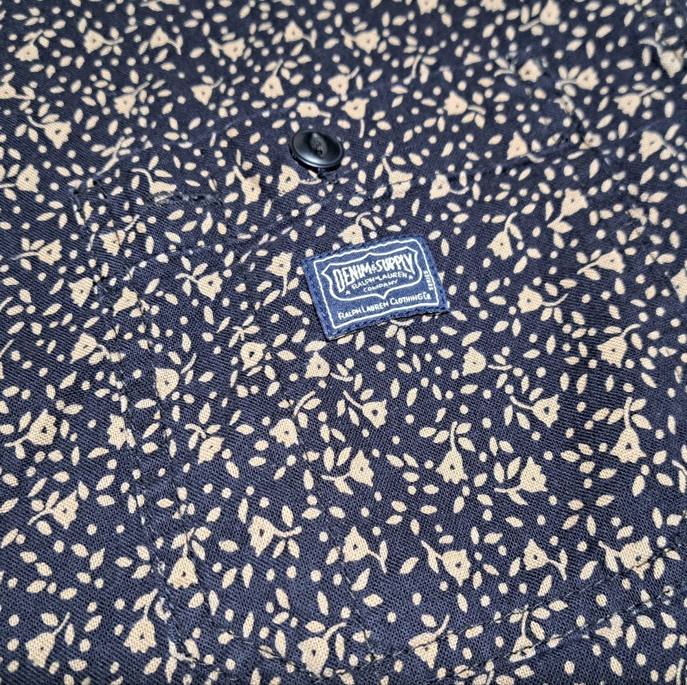 Denim & Supply Ralph Lauren Men's Button Down Shirt Floral AOP Navy Size Large - Picture 2 of 7